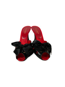 Dolce & Gabbana black snake print leather heeled slides size 39