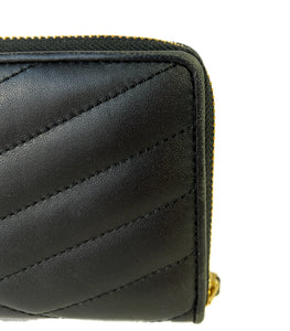Tory Burch Kira quilted black leather zip around wallet