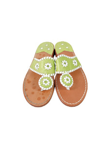 Jack Rogers lime and white leather flip flops size 6 NEW