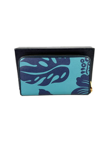 Prada blue print coated canvas leather wallet NEW