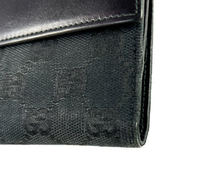 Gucci black signature cloth leather wallet